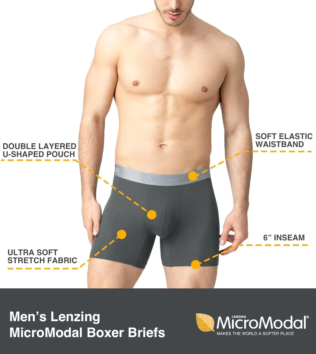 LAPASA Men's Boxer Briefs 3-Pack Cool MicroModal Stretch Underwear Trunks Comfort Soft Breathable M71