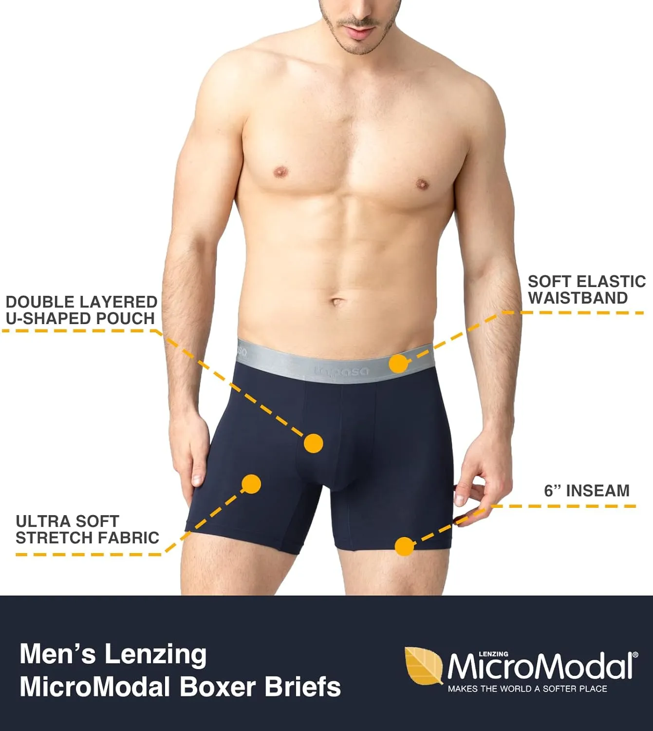 LAPASA Men's Boxer Briefs 3-Pack Cool MicroModal Stretch Underwear Trunks Comfort Soft Breathable M71