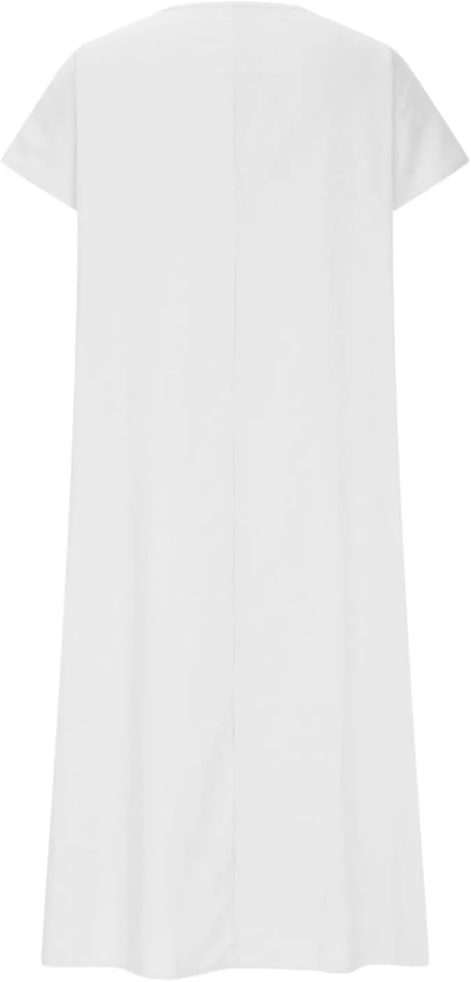 Linen Dresses for Women 2025,Beach Vacation T Shirt Sundresses Modest Loose Fit Boho Western Beige Summer Dresses