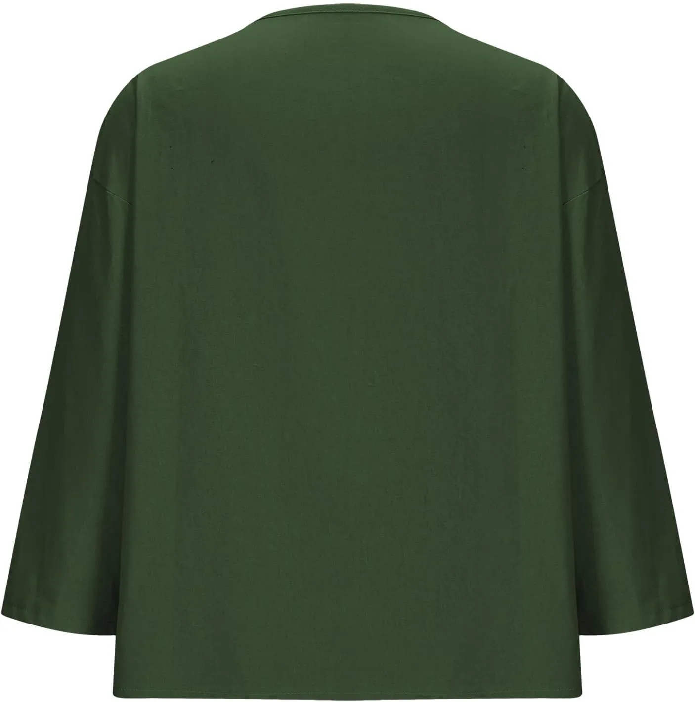 Linen Shirts for Women V Neck 3/4 Sleeve Tops Casual Shirts Basic Summer Tees Lightweight Loose Fit Button up Blouses