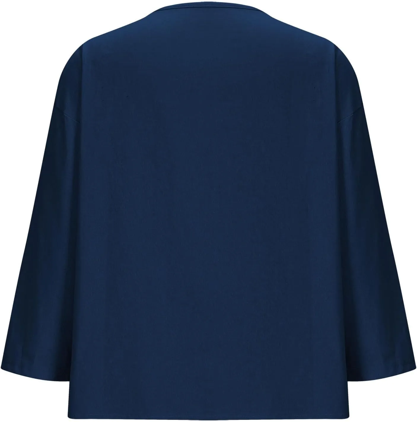 Linen Shirts for Women V Neck 3/4 Sleeve Tops Casual Shirts Basic Summer Tees Lightweight Loose Fit Button up Blouses