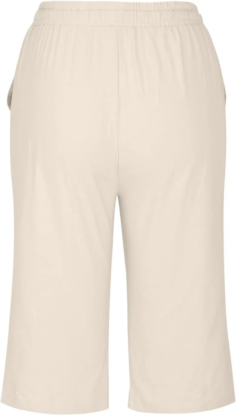 Linen Shorts for Women Knee Length Bermuda Shorts Drawstring Elastic Waist Shorts Casual Athletic Shorts Beach Shorts