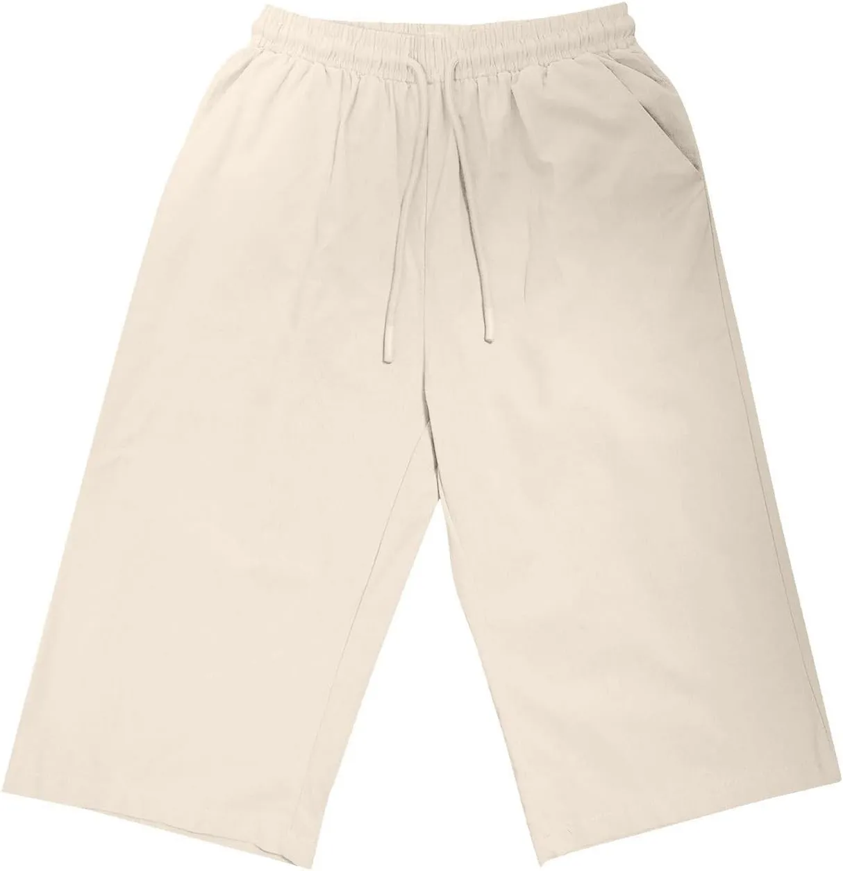 Linen Shorts for Women Knee Length Bermuda Shorts Drawstring Elastic Waist Shorts Casual Athletic Shorts Beach Shorts