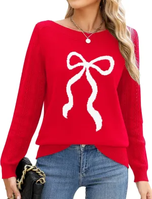 LOMON Women's Light Sweater Long Sleeve Knit Pullover Boat Neck Casual 2024 Winter Fitted Sweater
