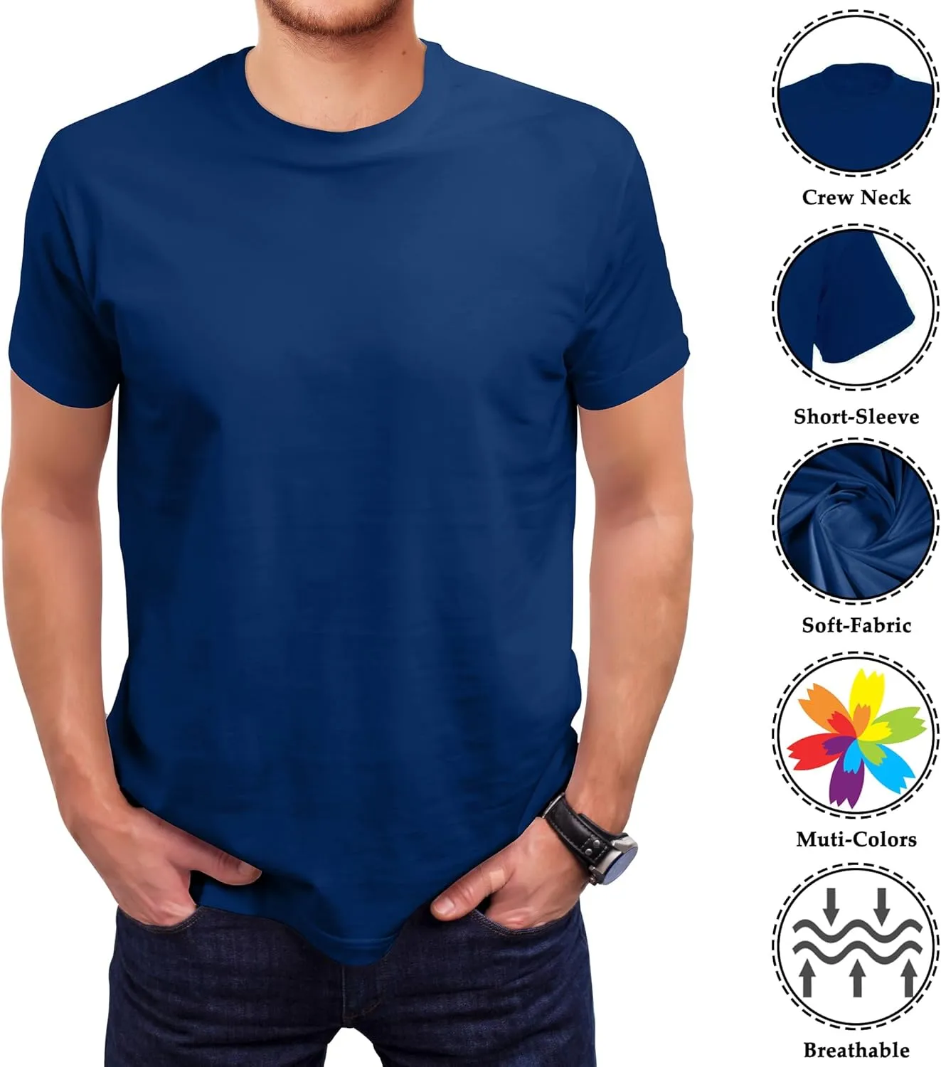 Love My Fashions Men's Round Neck Short Sleeves Plain T-Shirt