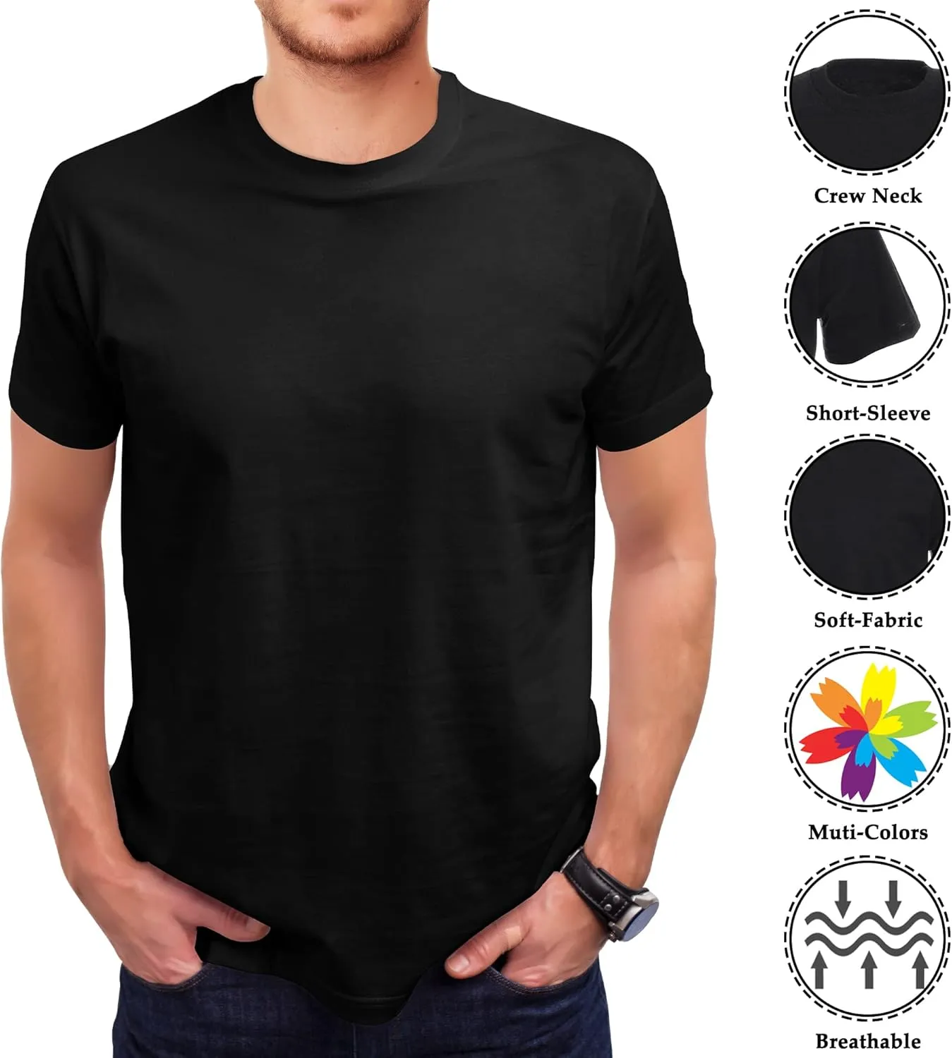 Love My Fashions Men's Round Neck Short Sleeves Plain T-Shirt