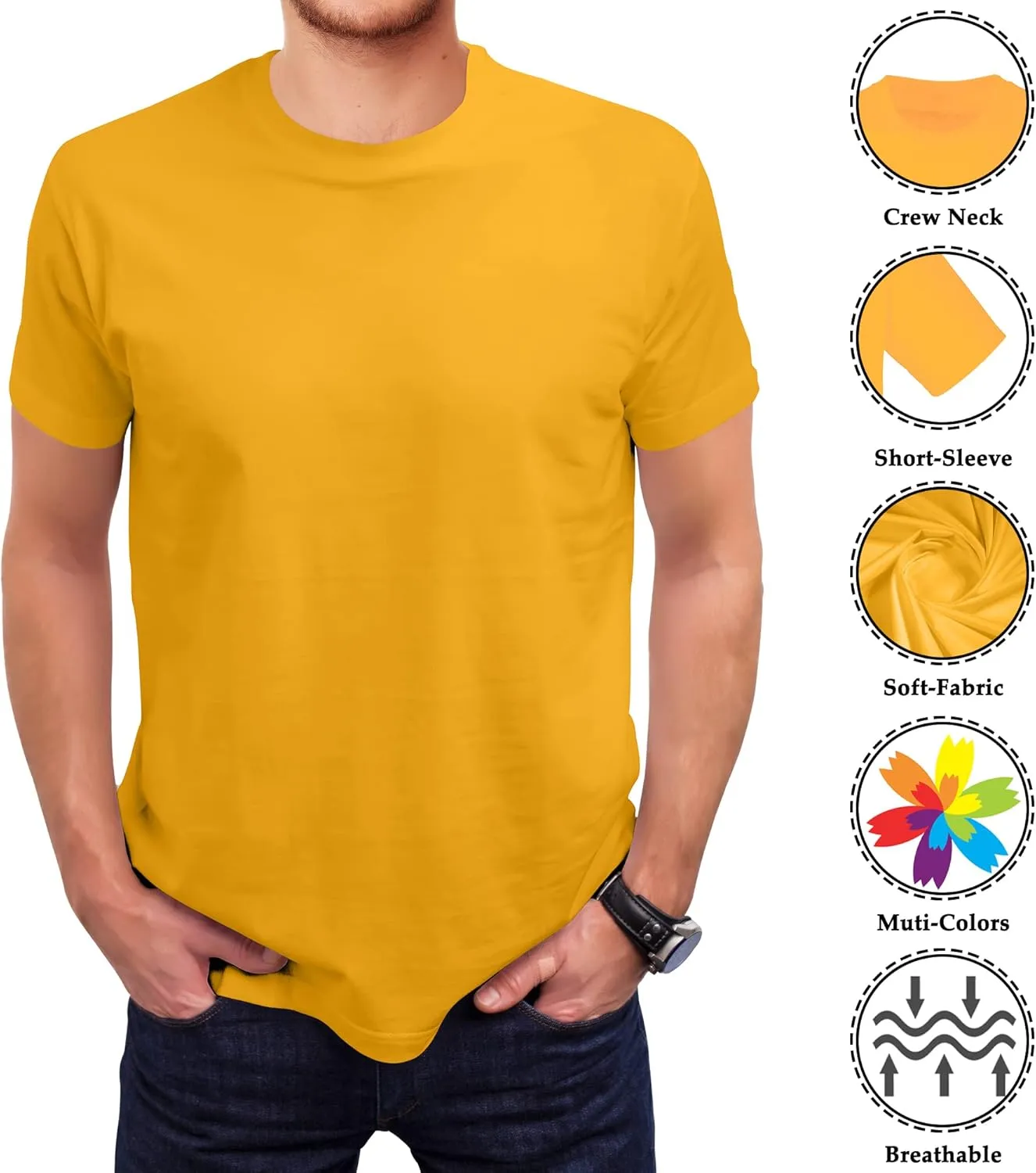 Love My Fashions Men's Round Neck Short Sleeves Plain T-Shirt