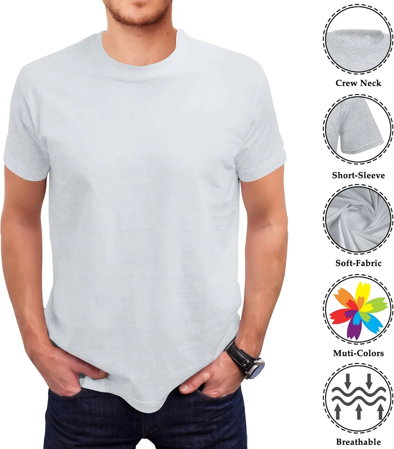Love My Fashions Men's Round Neck Short Sleeves Plain T-Shirt