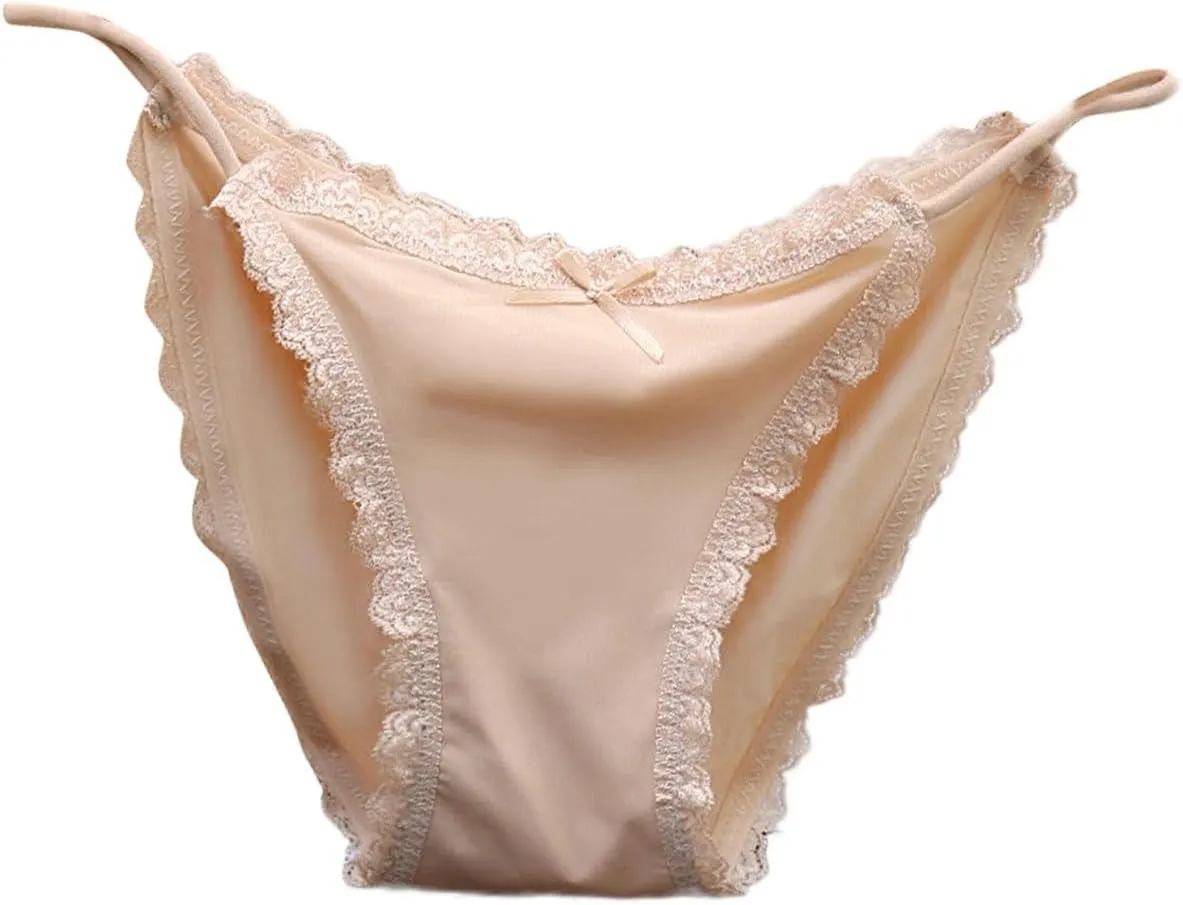 Low Waisted Seamless Underwear for Women String Breathable Thongs Cheeky Panties Sexy Ice Silk Tummy Control Briefs