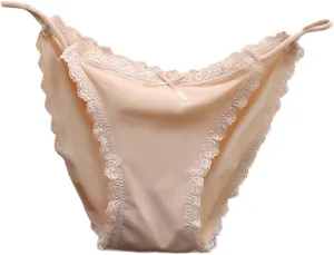 Low Waisted Seamless Underwear for Women String Breathable Thongs Cheeky Panties Sexy Ice Silk Tummy Control Briefs
