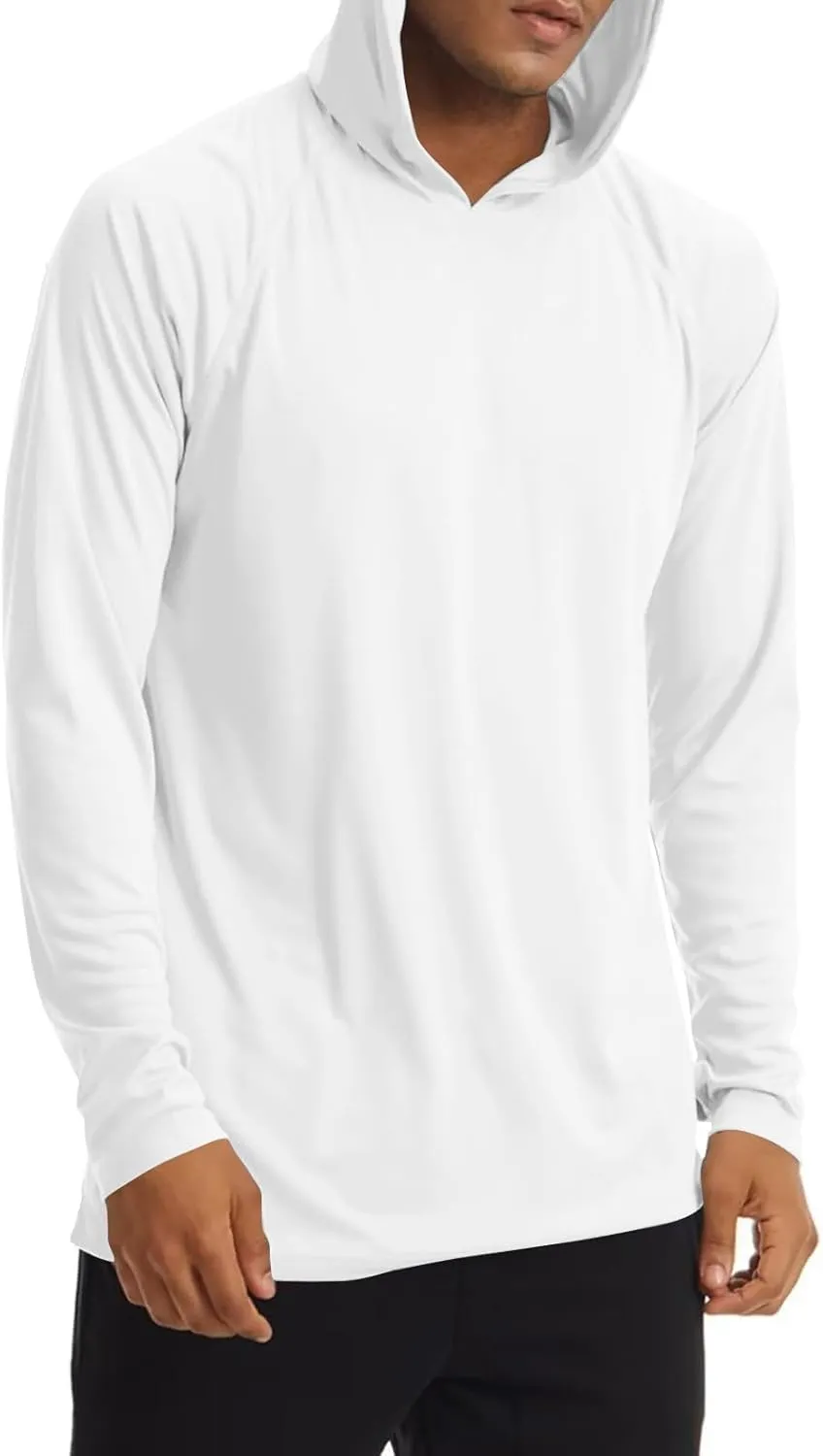 Men UPF 50  Sun Protection Hoodie Shirt Summer Long Sleeve UV SPF Quick Dry Hood T-Shirt Rash Guard Fishing Outdoor