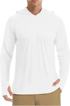 Men UPF 50  Sun Protection Hoodie Shirt Summer Long Sleeve UV SPF Quick Dry Hood T-Shirt Rash Guard Fishing Outdoor