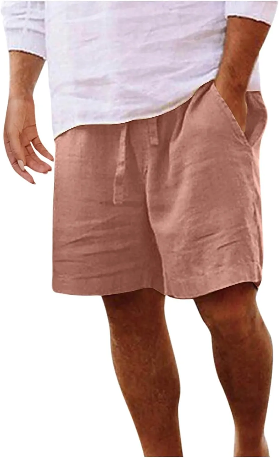Men's Board Shorts Casual Summer Baggy Bermuda Linen Shorts Comfy Drawstring Resort Dress Surf Beach Vacation Clothes