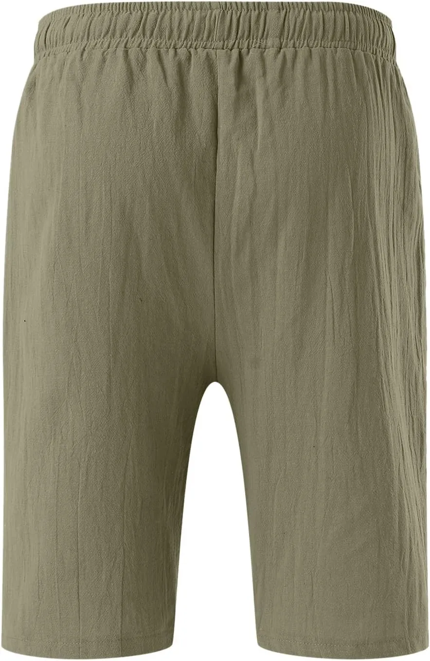 Men's Board Shorts Casual Summer Baggy Bermuda Linen Shorts Comfy Drawstring Resort Dress Surf Beach Vacation Clothes