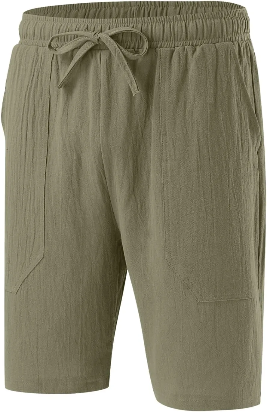 Men's Board Shorts Casual Summer Baggy Bermuda Linen Shorts Comfy Drawstring Resort Dress Surf Beach Vacation Clothes