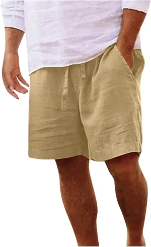 Men's Board Shorts Casual Summer Baggy Bermuda Linen Shorts Comfy Drawstring Resort Dress Surf Beach Vacation Clothes