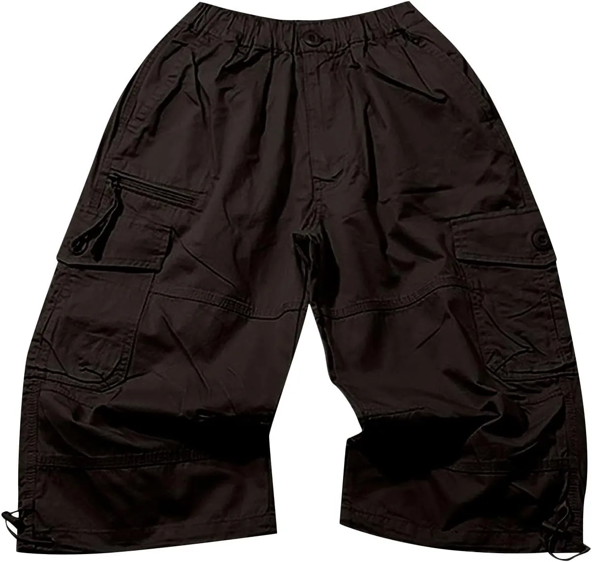Men's Cotton Blend Shorts 3/4 Cargo Shorts with Multi Pockets Capri Pants for Men Below Knee Work Shorts for Men