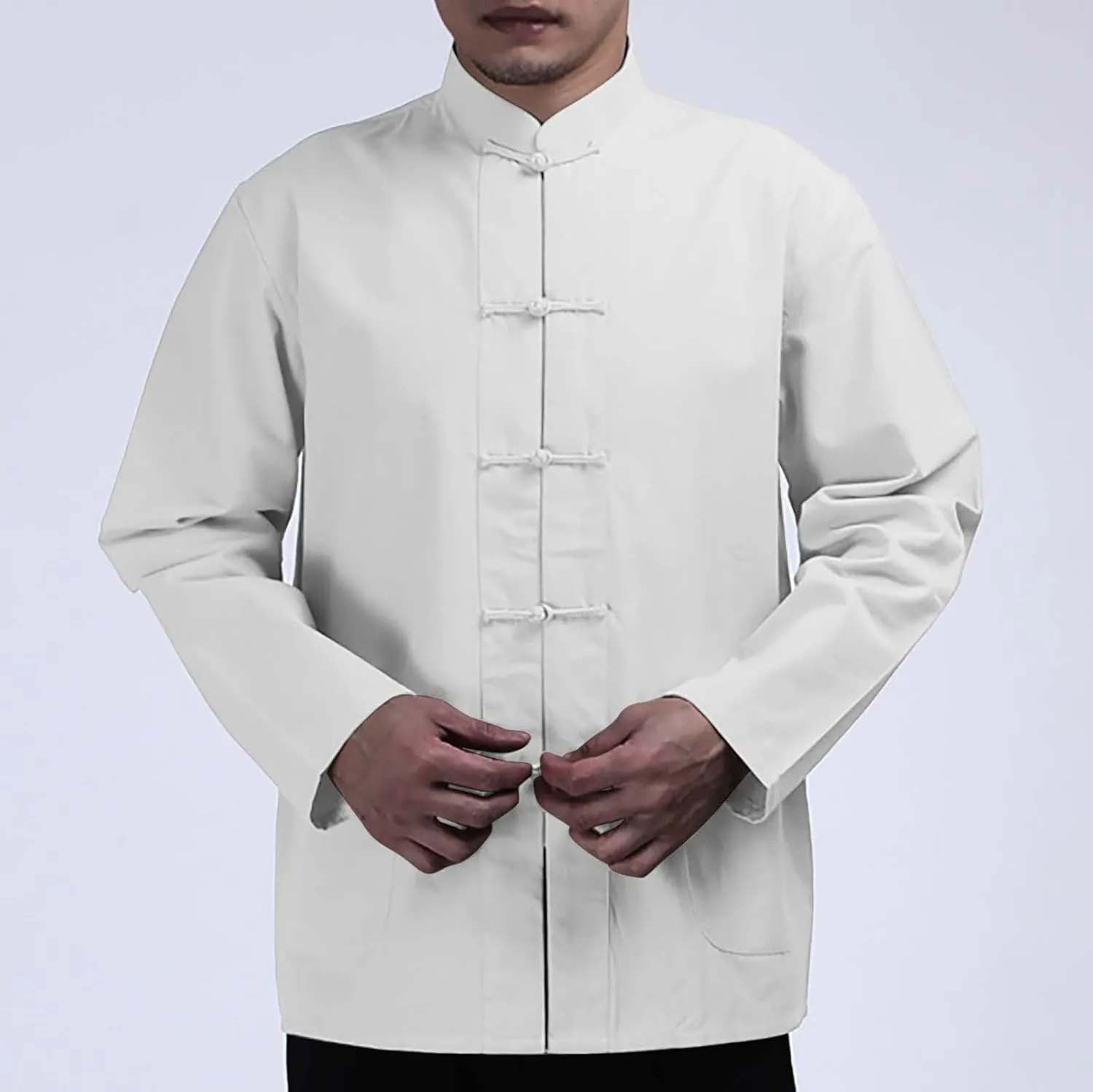 Mens Cotton Linen Frog Closure Shirt Mandarin Collar Long Sleeve Chinese Style Retro Tops Kung Fu Tai Chi Loose Fit Tshirt