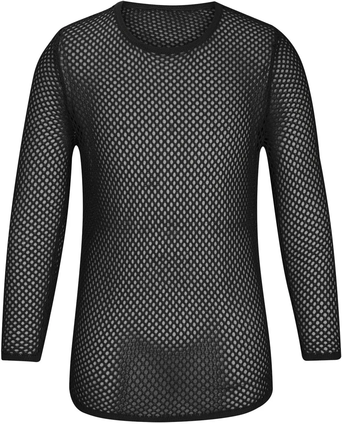 Mens Fishnet Mesh Muscle Shirts Top See Thru Workout Gym Shirts Mesh Base Layer Fishnet Sexy Top Fitted Crew Neck Tee