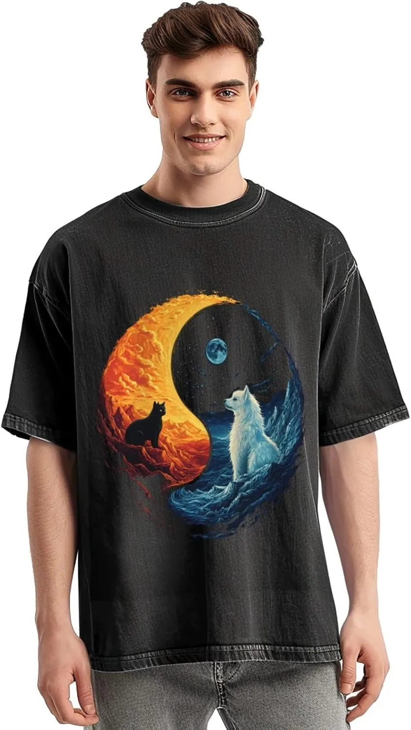 Mens Graphic Cotton T-Shirts Tees Men's Crew Unisex Wash T-Shirts for Men or Women