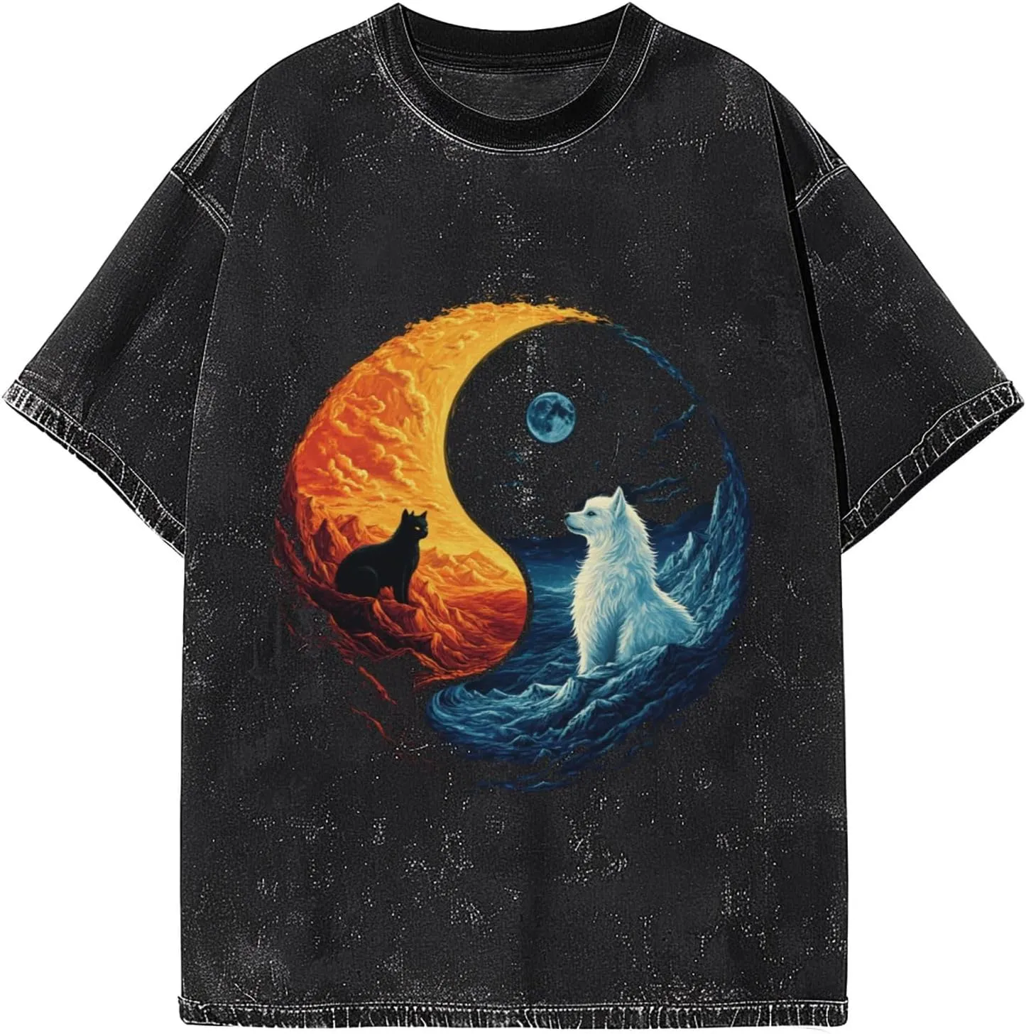 Mens Graphic Cotton T-Shirts Tees Men's Crew Unisex Wash T-Shirts for Men or Women