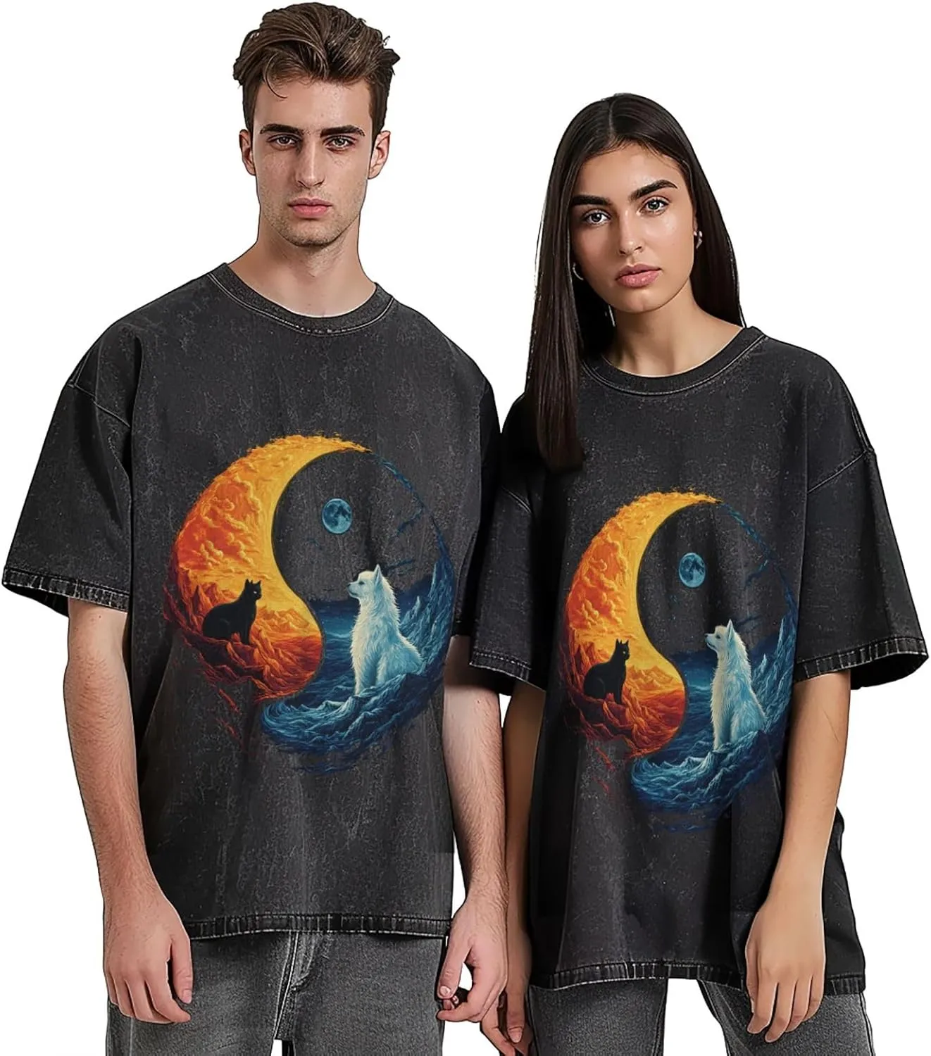 Mens Graphic Cotton T-Shirts Tees Men's Crew Unisex Wash T-Shirts for Men or Women
