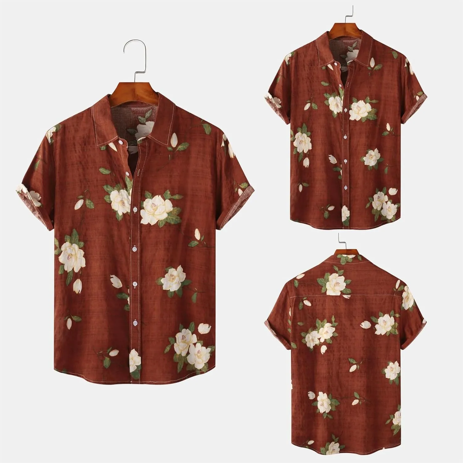 Mens Hawaiian Shirts Short Sleeve Flower Graphic Tees Lightweight Button Down Cardigan Tropical Holiday Shirt Trendy