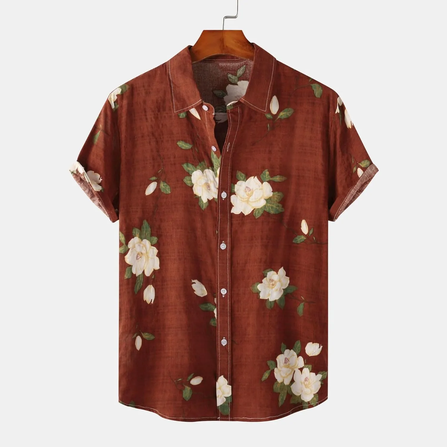 Mens Hawaiian Shirts Short Sleeve Flower Graphic Tees Lightweight Button Down Cardigan Tropical Holiday Shirt Trendy