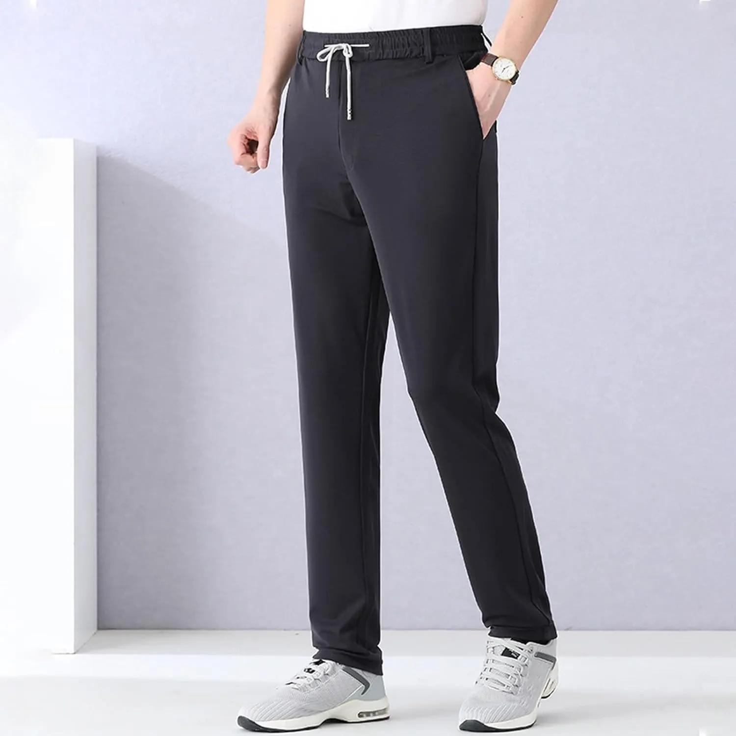 Men's Ice Silk Bottom Sweatpants Baggy Pants Athletic Cozy with Pockets Trousers Joggers High Waisted Size 13 Men Pants