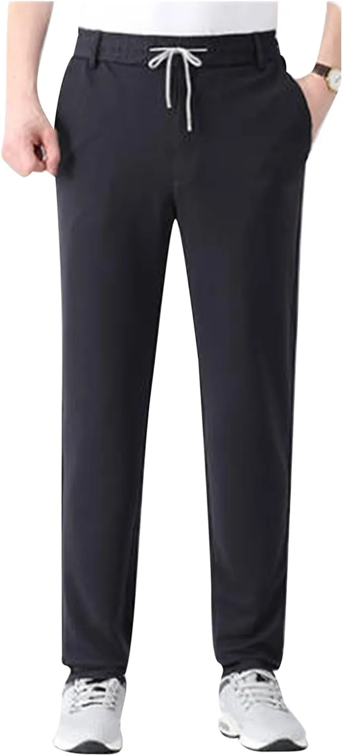 Men's Ice Silk Bottom Sweatpants Baggy Pants Athletic Cozy with Pockets Trousers Joggers High Waisted Size 13 Men Pants