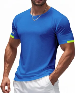 Men's Ice Silk T-Shirt Summer Mesh Short Sleeve Round Neck Solid Color Heavyweight T-Shirt