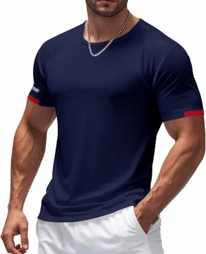 Men's Ice Silk T-Shirt Summer Mesh Short Sleeve Round Neck Solid Color Heavyweight T-Shirt