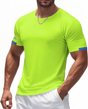Men's Ice Silk T-Shirt Summer Mesh Short Sleeve Round Neck Solid Color Heavyweight T-Shirt