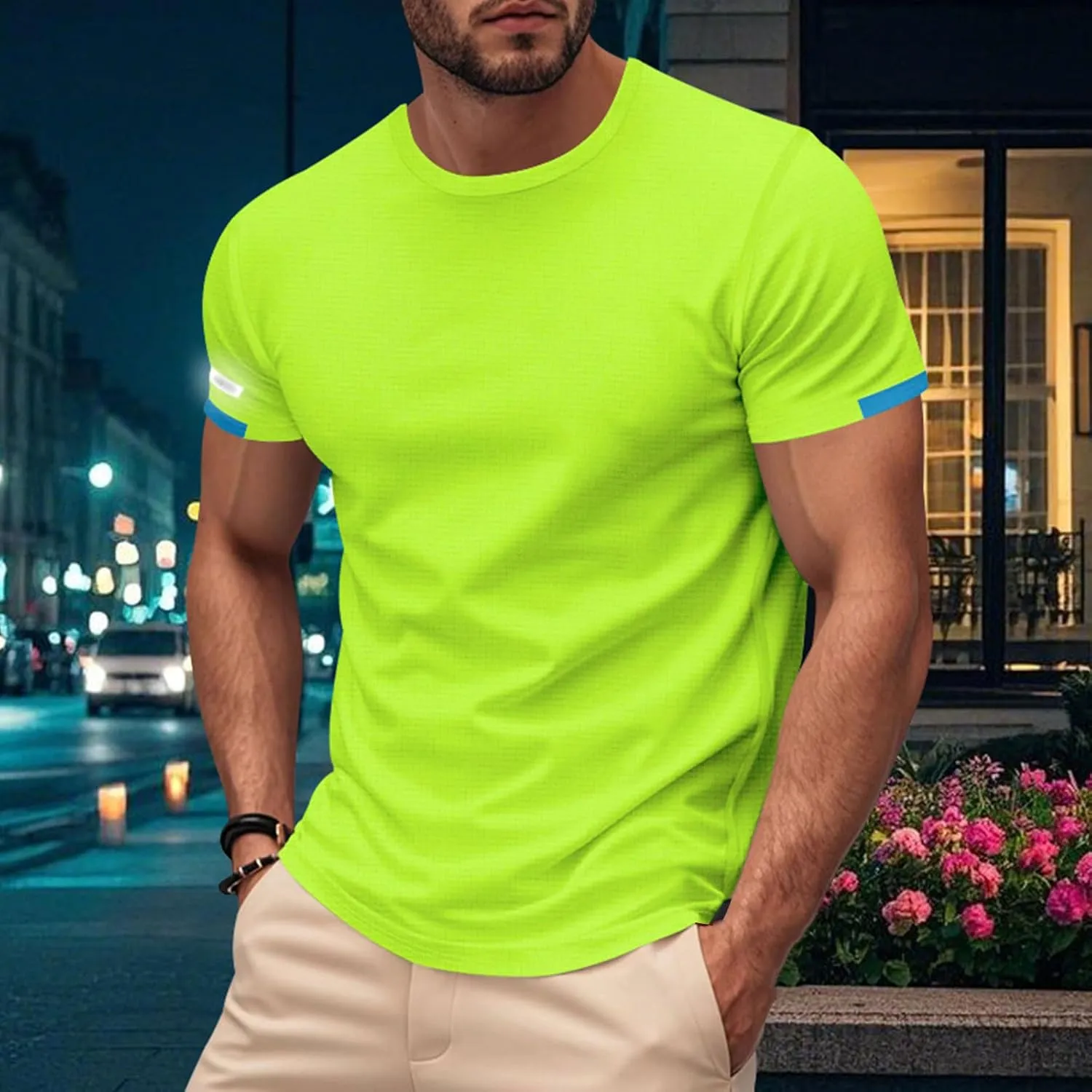 Men's Ice Silk T-Shirt Summer Mesh Short Sleeve Round Neck Solid Color Heavyweight T-Shirt