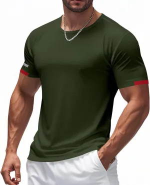 Men's Ice Silk T-Shirt Summer Mesh Short Sleeve Round Neck Solid Color Heavyweight T-Shirt
