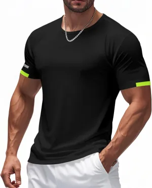 Men's Ice Silk T-Shirt Summer Mesh Short Sleeve Round Neck Solid Color Heavyweight T-Shirt