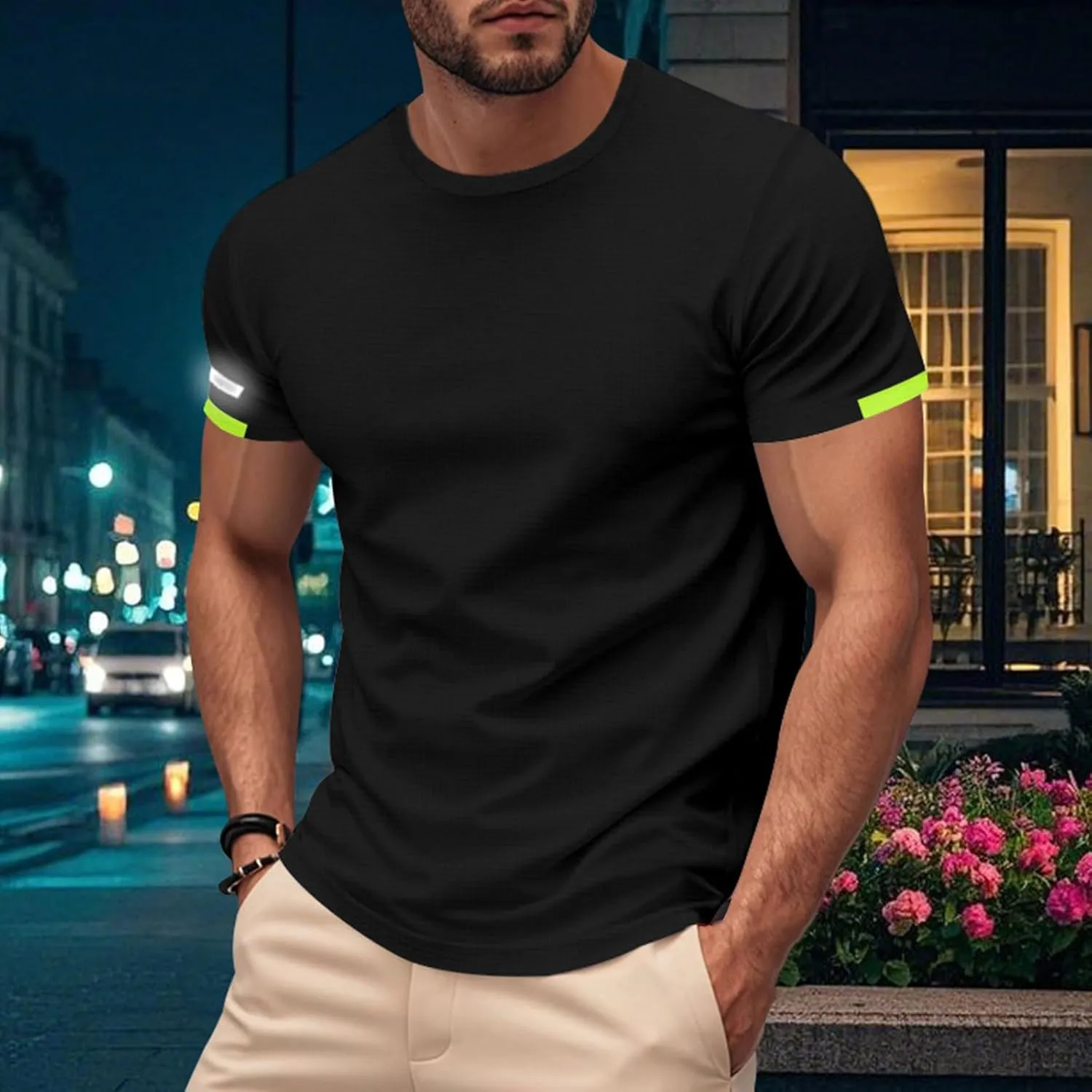 Men's Ice Silk T-Shirt Summer Mesh Short Sleeve Round Neck Solid Color Heavyweight T-Shirt
