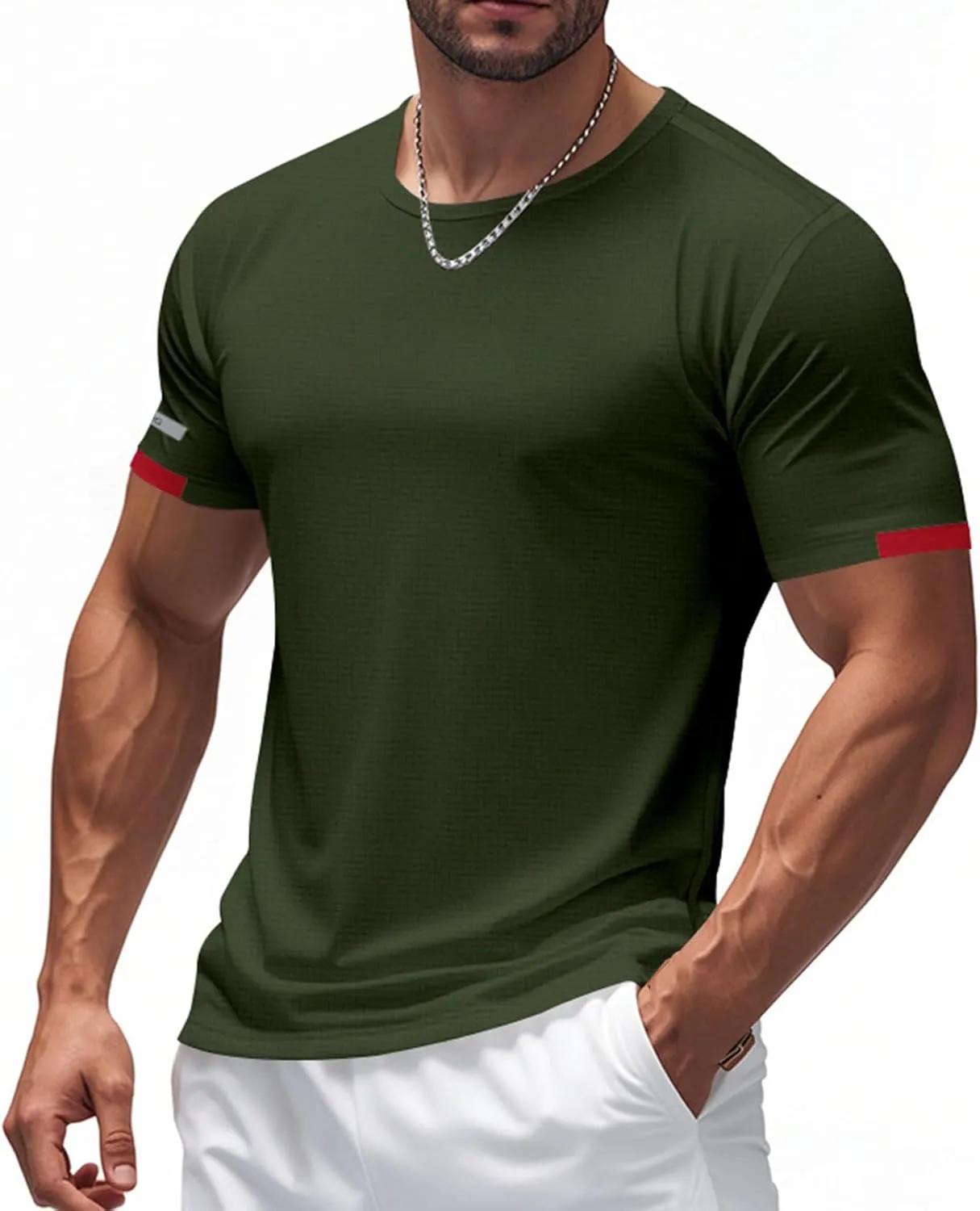 Men's Ice Silk T-Shirt Summer Mesh Short Sleeve Round Neck Solid Color Heavyweight T-Shirt