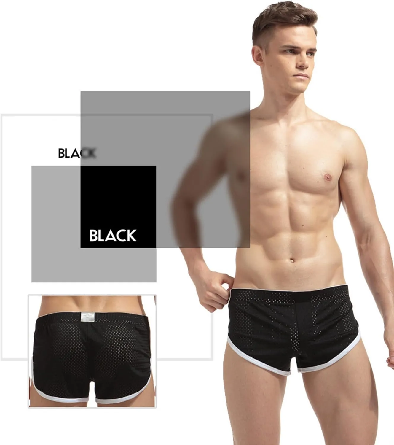 Mens Mesh Booty Short Lounge Running Sexy Casual Home Sleep Beach 3 Inch