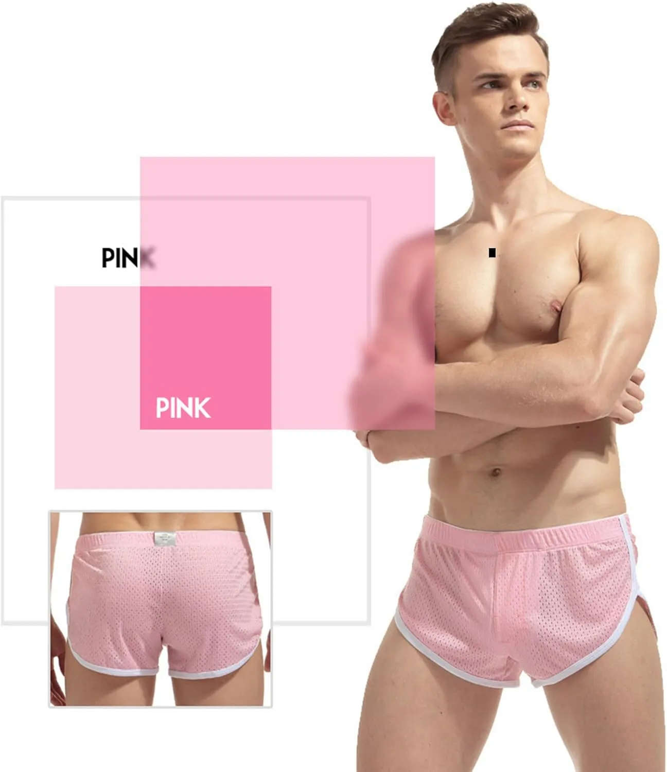 Mens Mesh Booty Short Lounge Running Sexy Casual Home Sleep Beach 3 Inch