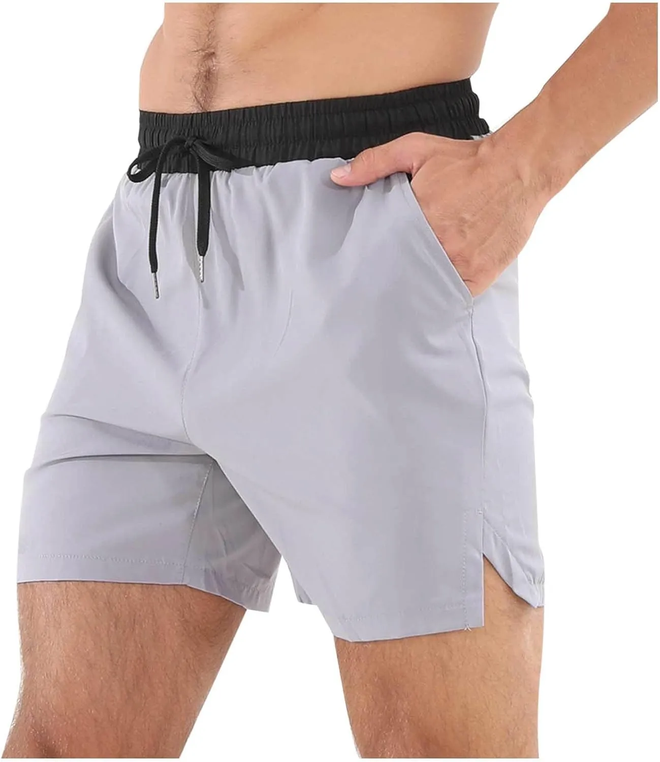 Men's Quick Dry Mesh Shorts with Pockets Running Gym Breathable Lightweight Shorts Elastic Waist Shorts Beach Trunks