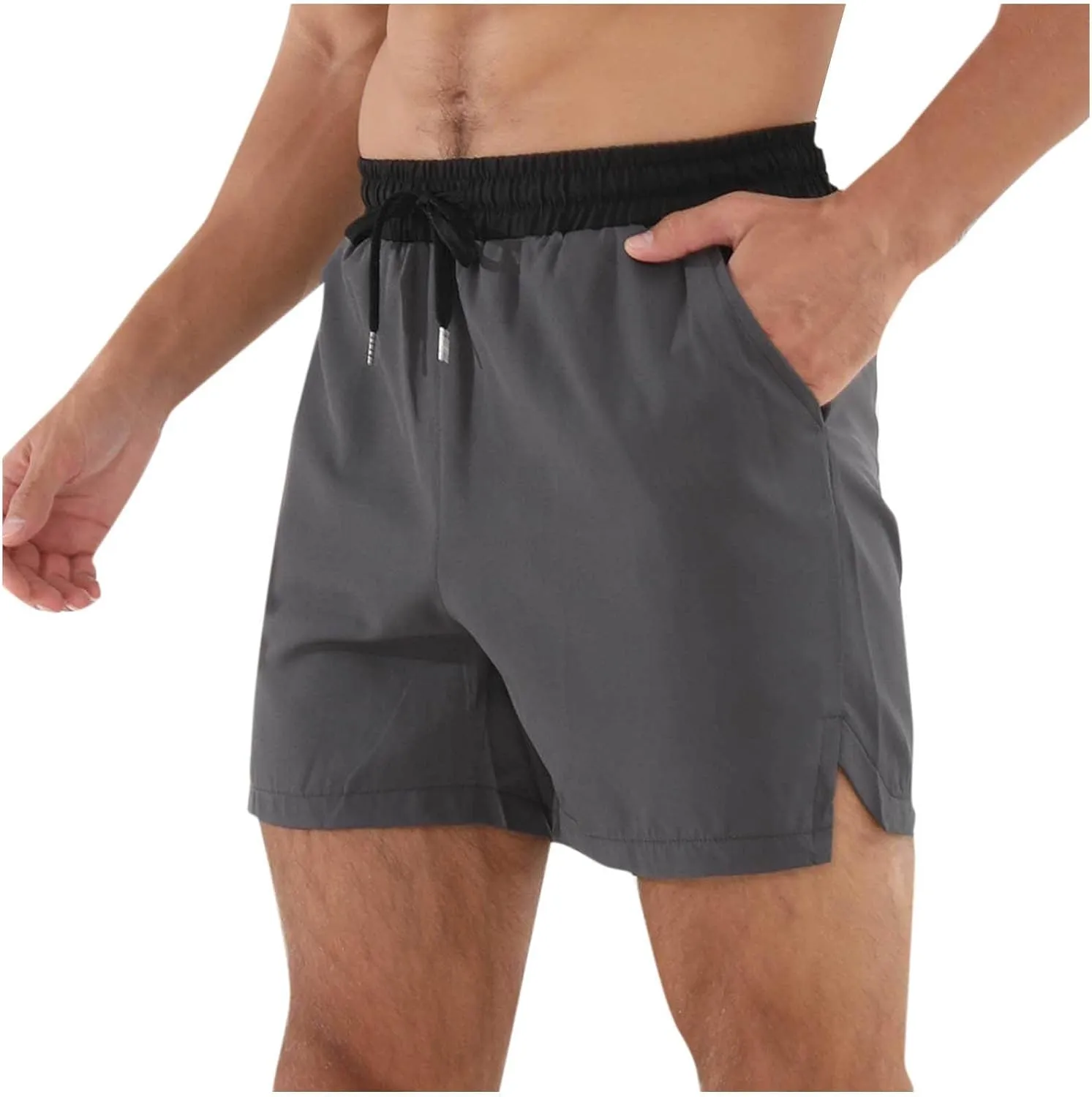 Men's Quick Dry Mesh Shorts with Pockets Running Gym Breathable Lightweight Shorts Elastic Waist Shorts Beach Trunks