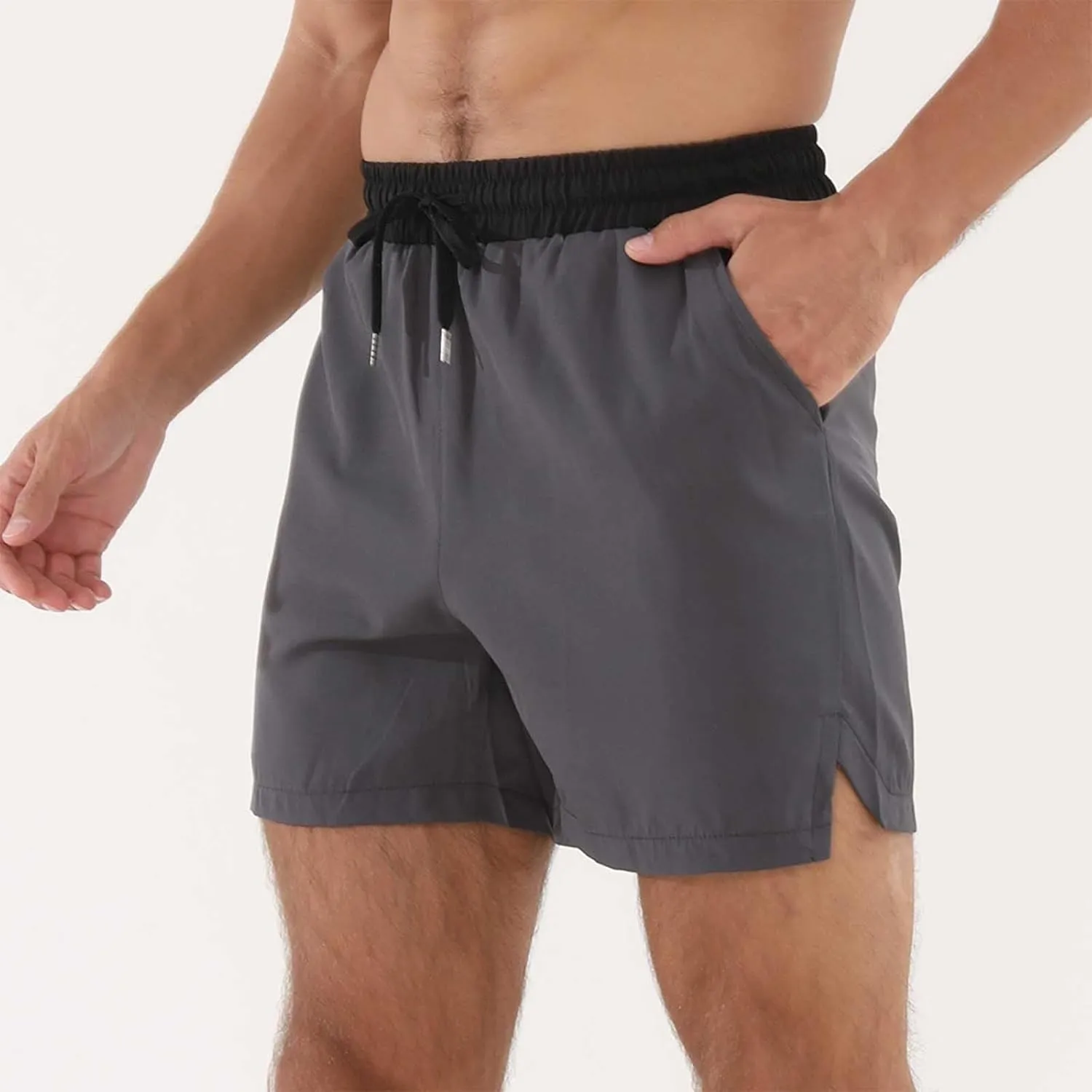 Men's Quick Dry Mesh Shorts with Pockets Running Gym Breathable Lightweight Shorts Elastic Waist Shorts Beach Trunks