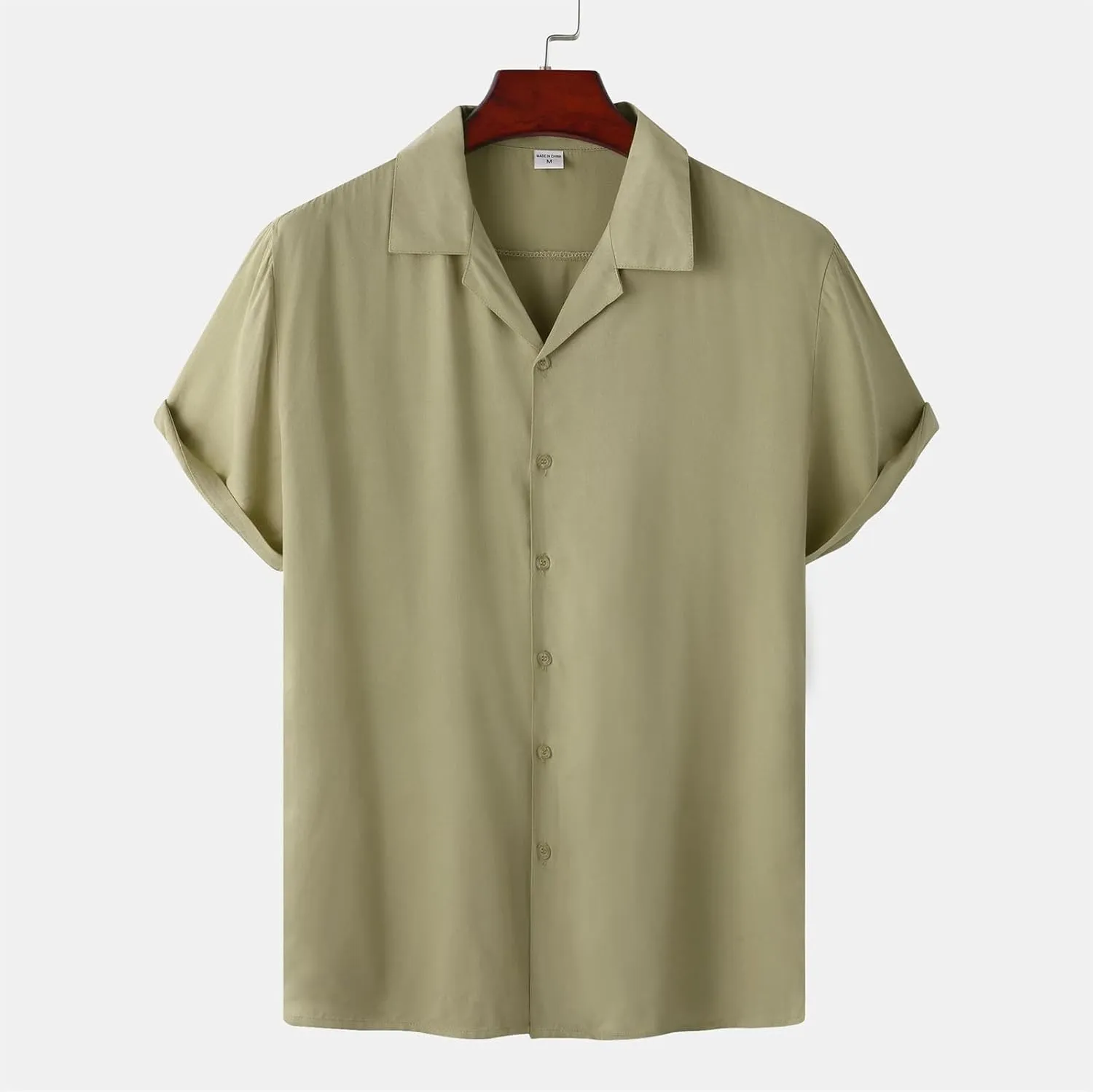 Mens Short Sleeve Shirts Casual Button Down Lightweight Vintage Comfy Tshirts Solid Camp Shirt Spring Summer Tees