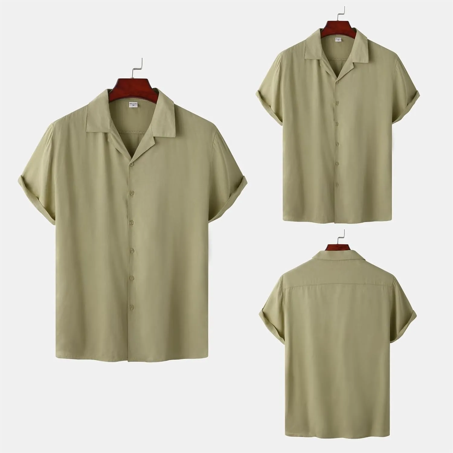 Mens Short Sleeve Shirts Casual Button Down Lightweight Vintage Comfy Tshirts Solid Camp Shirt Spring Summer Tees