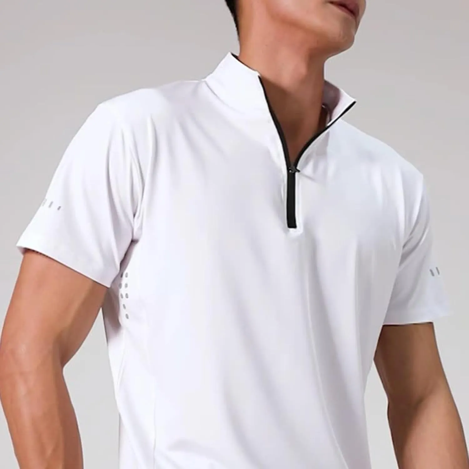 Men's Short Sleeve Sun Shirts UPF 50  Tees 1/4 Zip Outdoor Fishing Running T-Shirts Quick Dry Athletic Workout Shirt