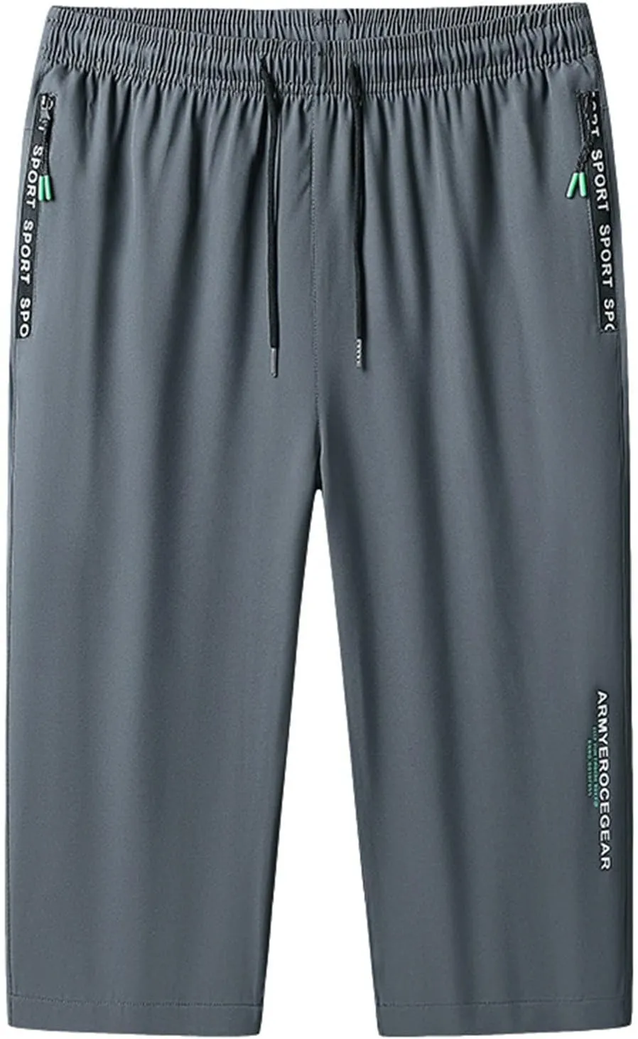 Men's Summer Thin Loose Sports Wear Ice Silk Quick Drying Leisure Beach Capri Pants Nonslip Band Men Pants
