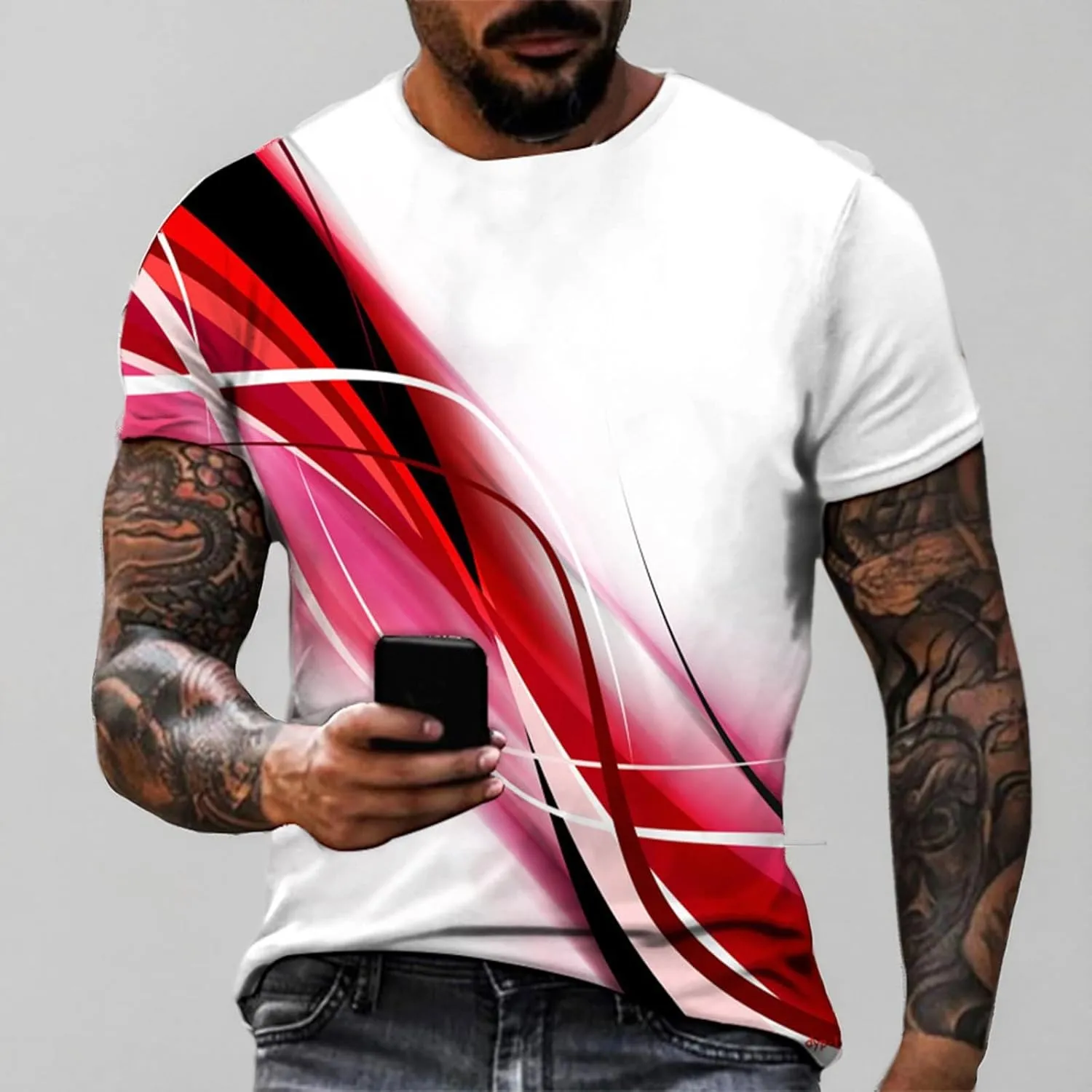 Mens Vintage Designer Raglan T-Shirt Short Sleeve Printed Summer Round Neck Top Casual Sweatshirt