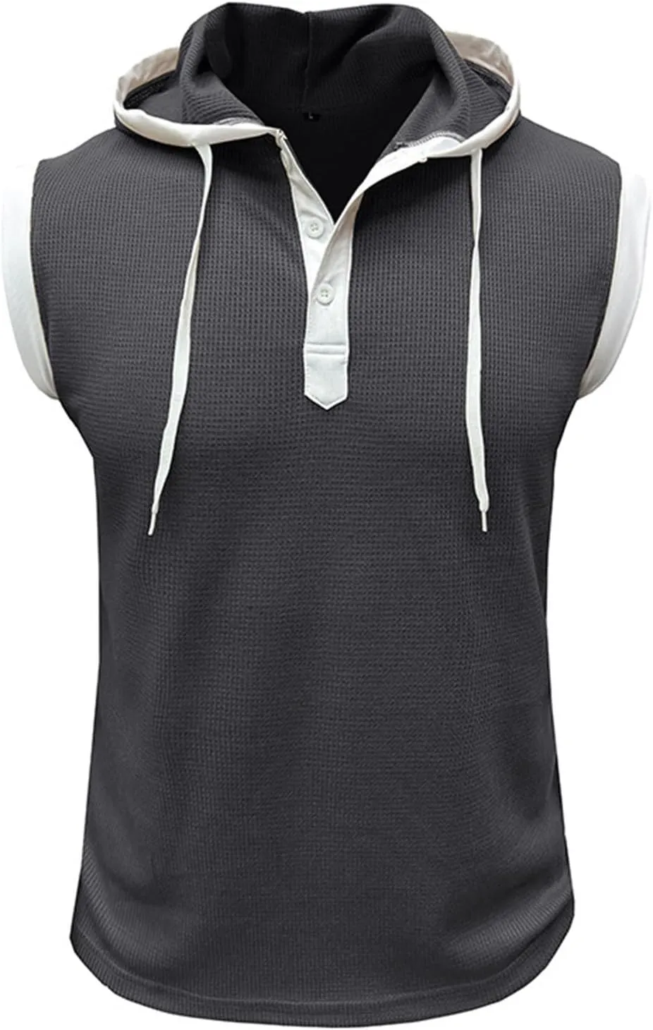 Men's Zip Up Hoodie Shirt Workout Cotton Fleece Cut Off Sleeveless Sweatshirt Tank Pockets Drawstring Solid Sport Tops