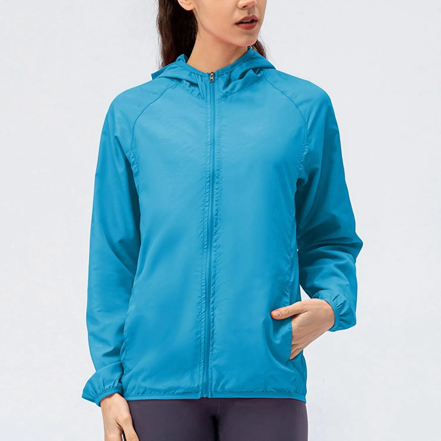 Miyaomn Women's Quick Dry Water-Resistant Hoodie Jacket Breathable Long Sleeve Sun Shirt Full Zip Up Hiking Outdoor Rain Coat